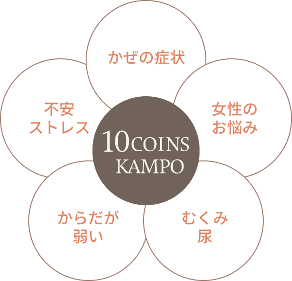 10 COINS KAMPO かぜの症状 女性のお悩み むくみ尿 からだが弱い 不安ストレス